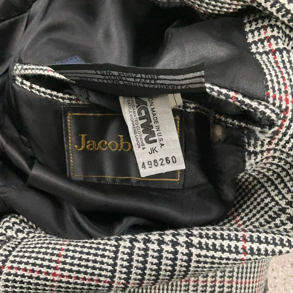 Burberrys‎ Jacobson's Blazer Men 47L Black Red Plaid Wool Jacket Classic USA